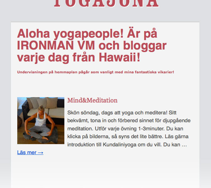 YogaJonas nyhetsbrev med MailChimp
